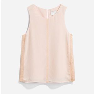 Greylin Tamarah Lace detail silk blouse, peach